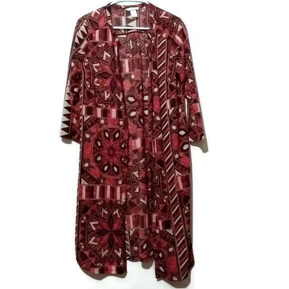 H&M Tribal PrintLlong Button Down Cardigan Medium - Picture 1 of 3